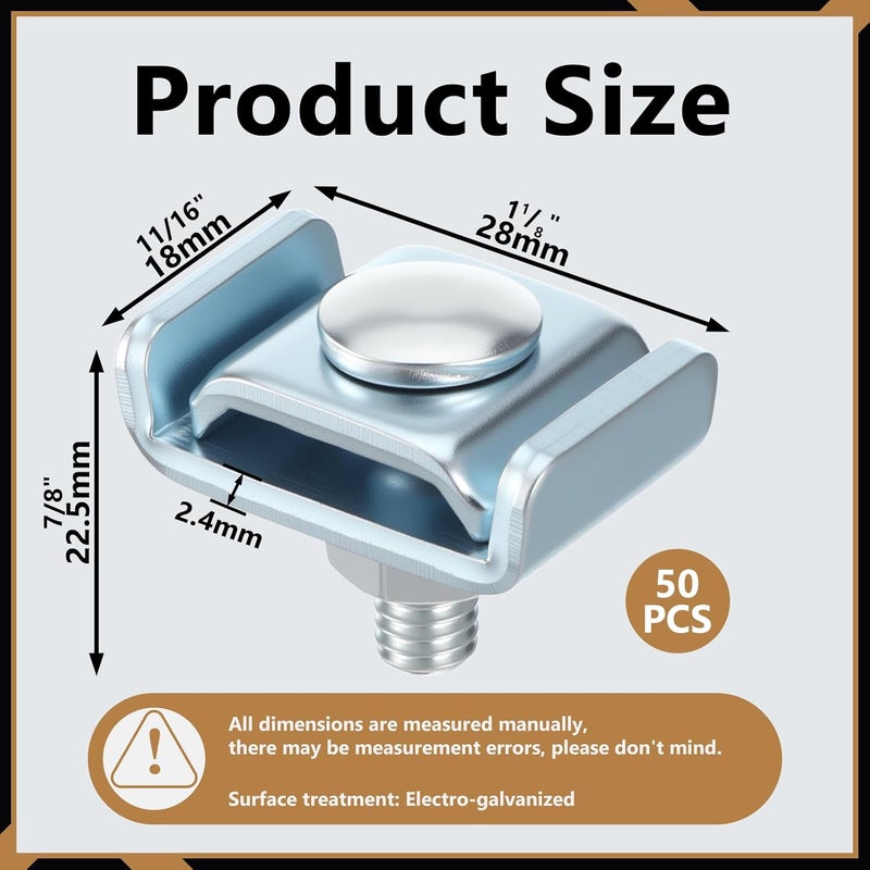 AojSup 50 Pack Splice Washer Kit, Reinforced Joint Clamp Grid Wall Clips, Cord End Connector for Mesh Cable Tray Wire Shelf Kit, Steel Bracket Hardware Fit 4mm-6mm Dia. Basket Cable - Image 2